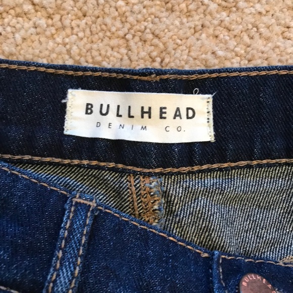 Bullhead High Rise Denim Shorts Womens Size 26 Blue Dark Wash Button Fly Raw Hem - Picture 6 of 12